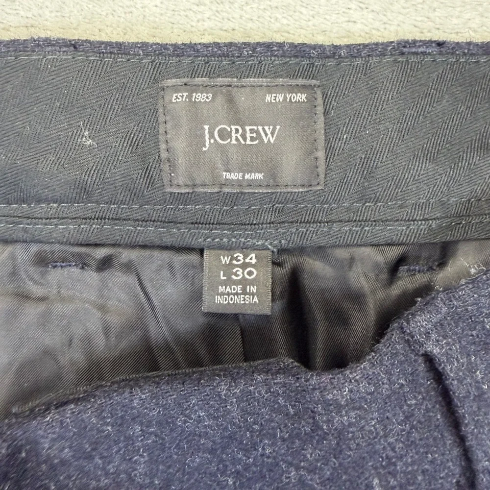 J.Crew Mens Re-Imagined Wool Blend Slim Dress Pants Navy Blue 34x30 CF636